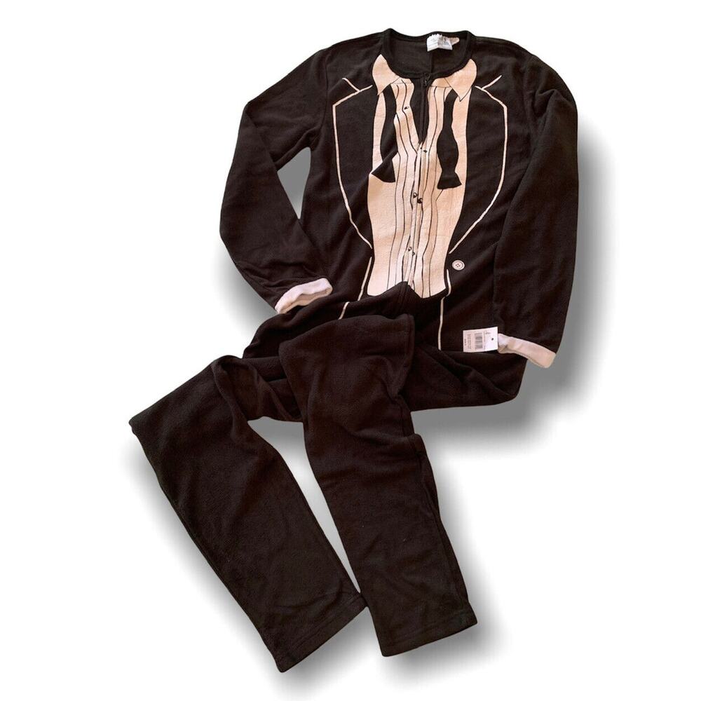 Small Bioworld Merchandising Men's 1970's After Party Black Tuxedo One Piece